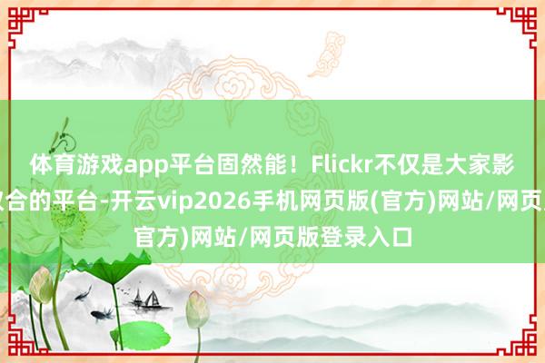 体育游戏app平台固然能!Flickr不仅是大家影相爱重者蚁合的平台-开云vip2026手机网页版(官方)网站/网页版登录入口