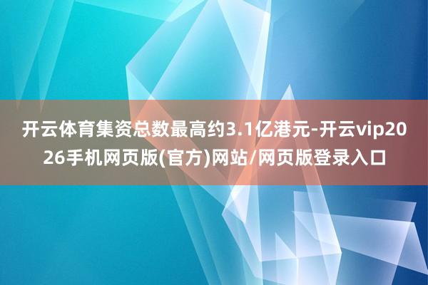 开云体育集资总数最高约3.1亿港元-开云vip2026手机网页版(官方)网站/网页版登录入口